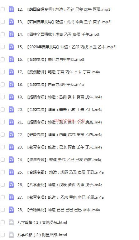 金玉章八字实务案例精讲、四柱精批 28集音频百度网盘资源