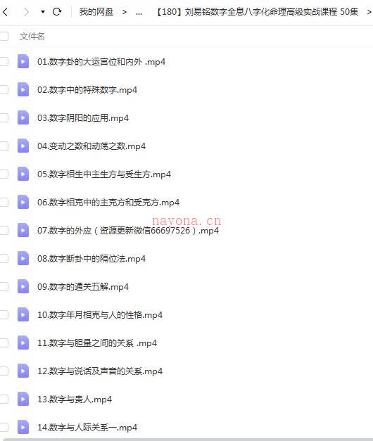 刘易铭数字全息八字命理高级实战课程 50集百度网盘资源