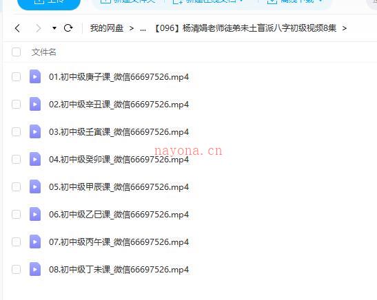 杨清娟老师徒弟未土盲派八字初级视频8集百度网盘资源