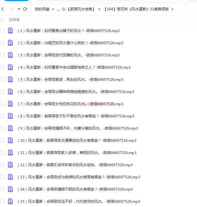 李双林《风水直断》31集音频版百度网盘资源