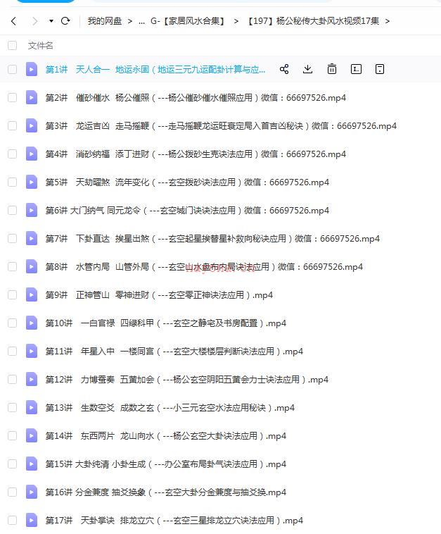 杨公秘传大卦风水视频17集百度网盘资源