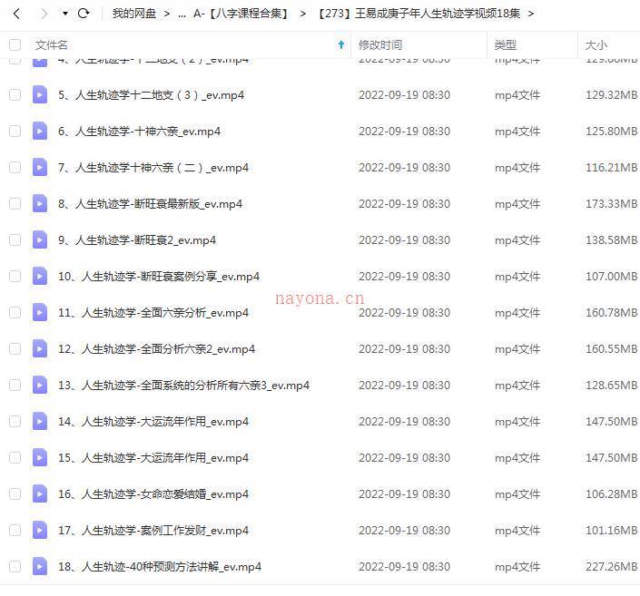 王易成庚子年人生轨迹学视频18集百度网盘资源