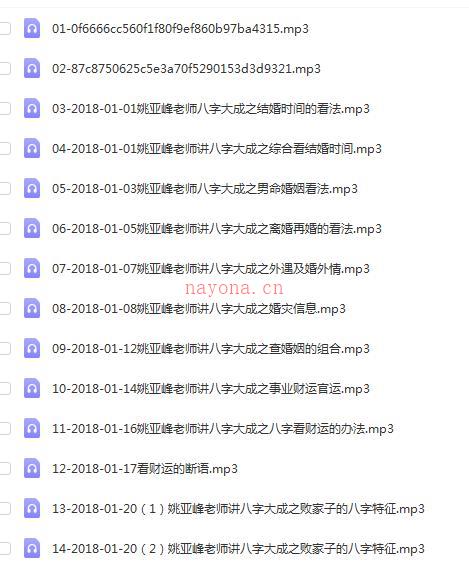 姚亚峰20182019八字大成培训课程347集录音+讲义百度网盘资源
