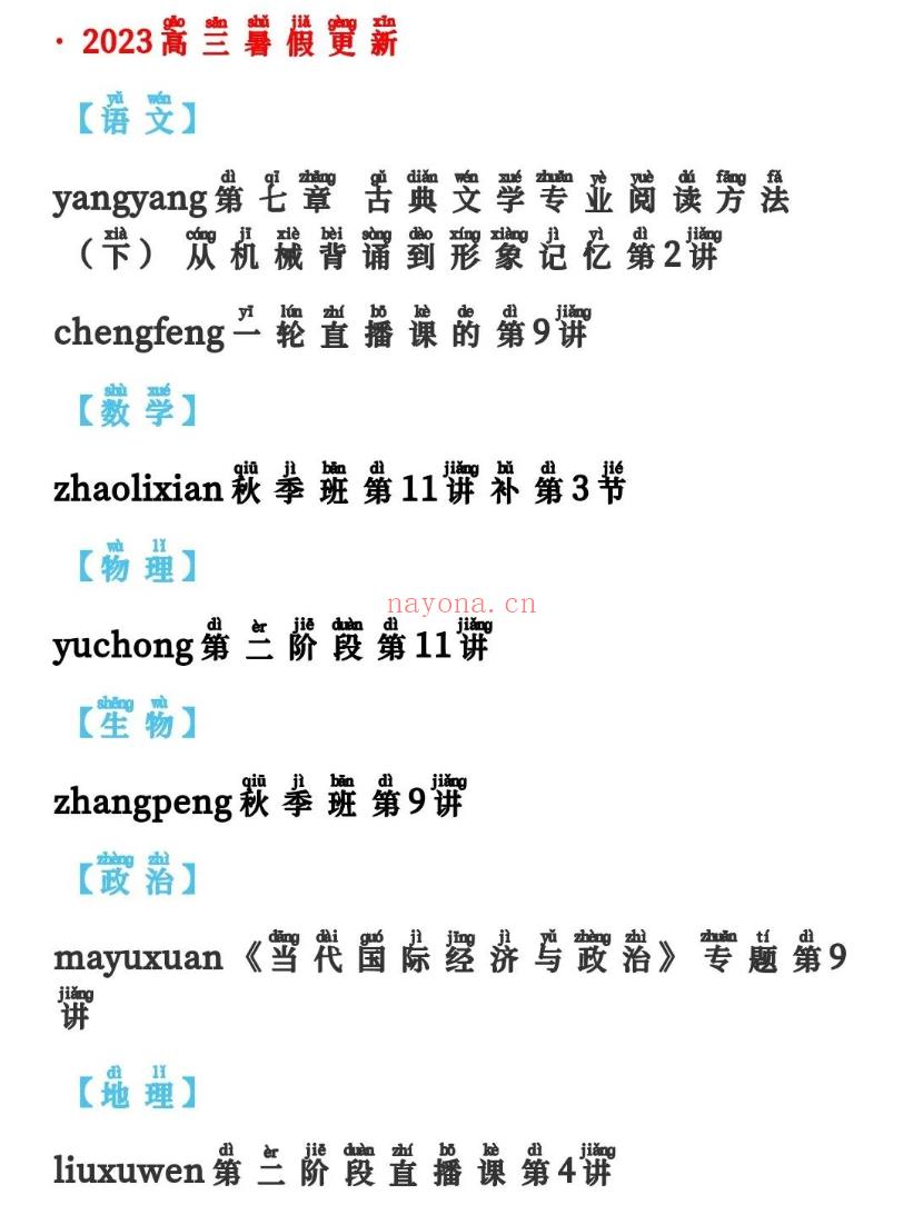 【2023高三届更新】1025期 百度网盘资源