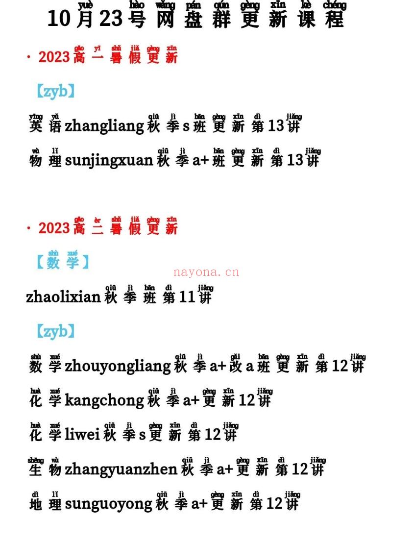 【更新】2023高一高二系列1024期 百度网盘资源