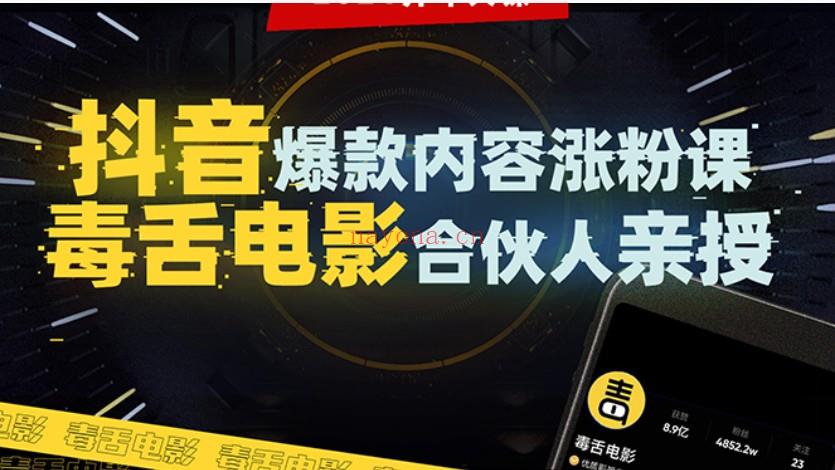 17.【毒舌电影合伙人亲授】抖音爆款内容涨粉课，5000万抖音大号首次披露涨粉机密 百度网盘资源