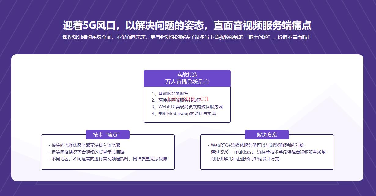 慕课网-百万级高并发WebRTC流媒体服务器设计与开发-IT【高端IT计算机技术类会员】【课程上新】 百度网盘资源