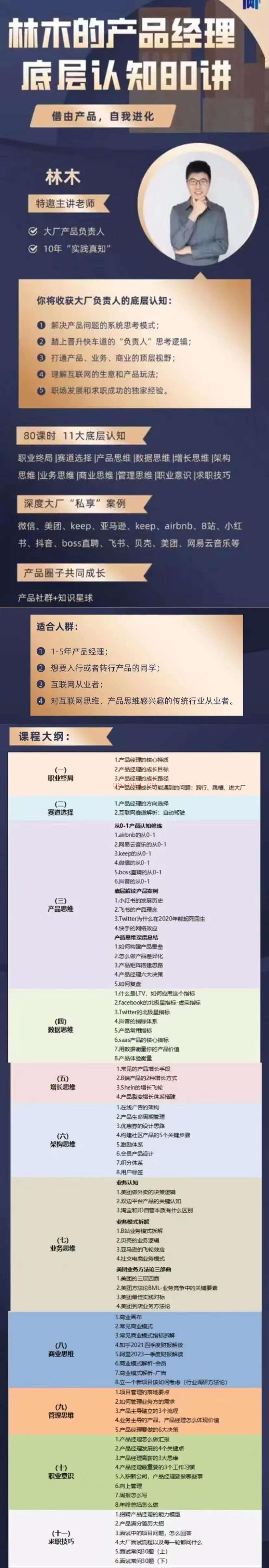 S2557林木产品经理底层认知80讲-帮助互联网人的产品思维提升课百度网盘资源