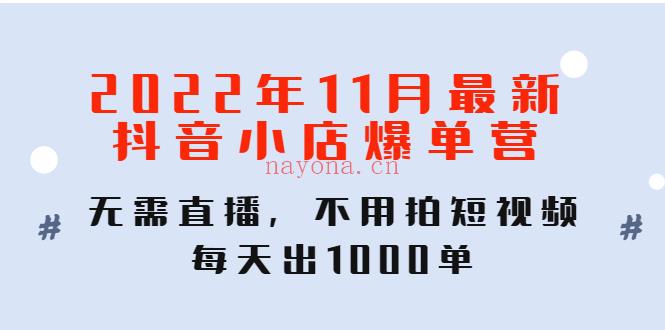 1135.2022年11月最新抖音小店爆单营百度网盘资源