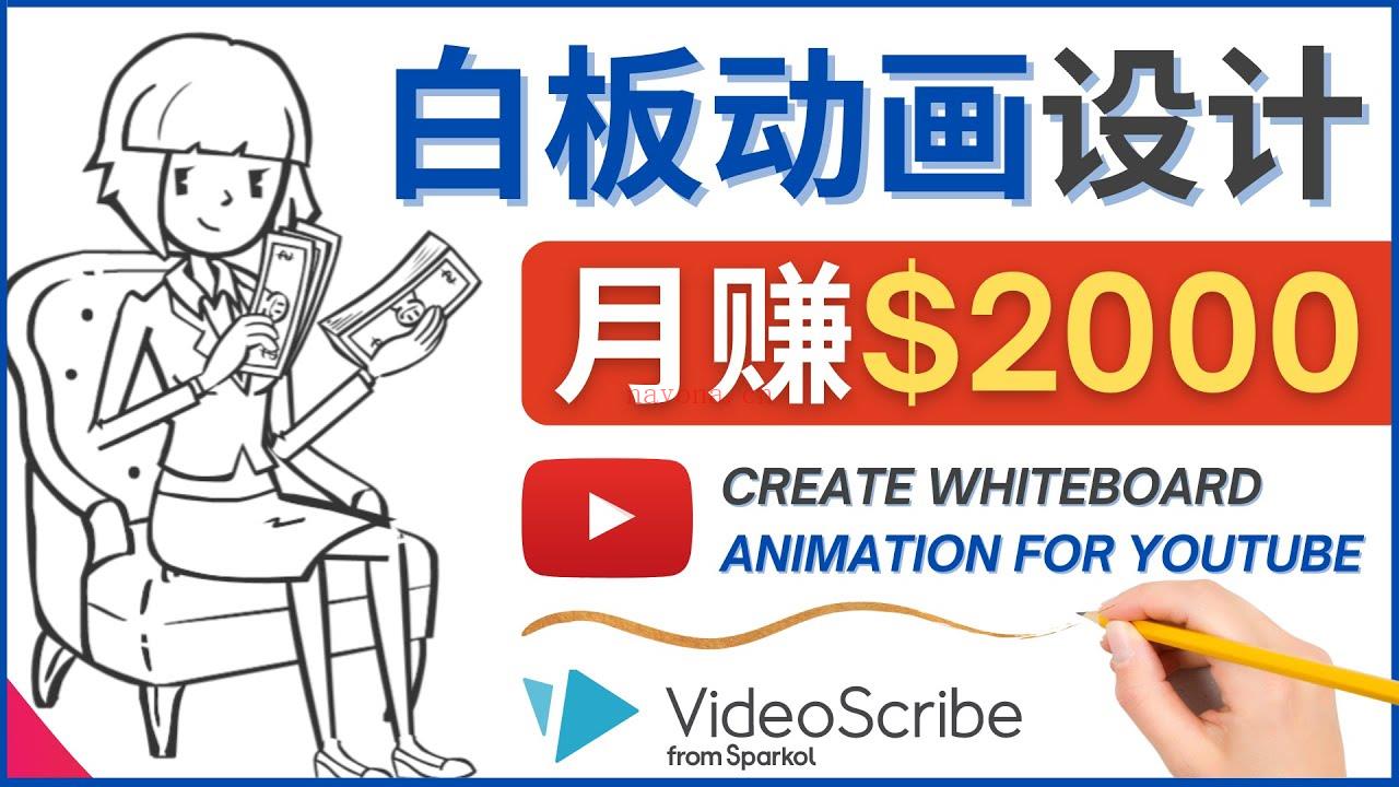 098.创建白板动画（WhiteBoard Animation）YouTube频道，月赚2000美元百度网盘资源