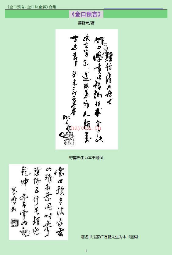 姜智元《金口预言、金口诀全解》合集百度网盘资源(姜智元金口预言下载)