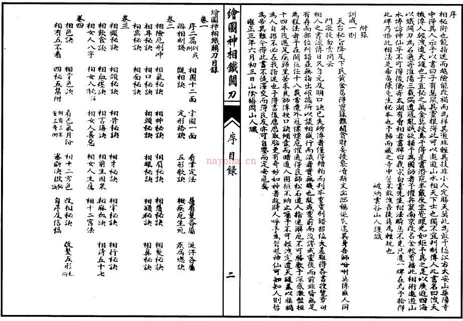 相法古籍《绘图神相铁关刀》33页双页版