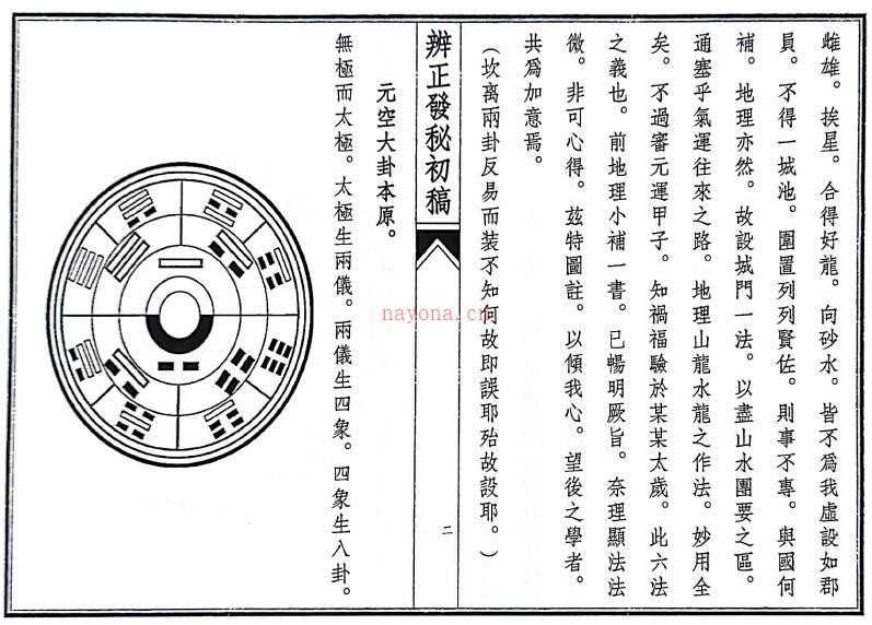 风水古籍《玄空六法地理辨正发秘初稿》64页双页版