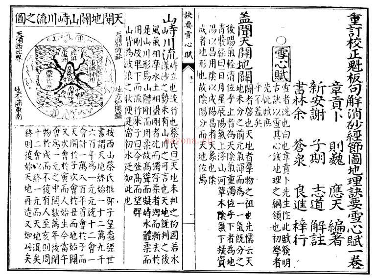 风水古籍《重订校正魁板句解消砂经节图地理诀要雪心赋》118页双页版