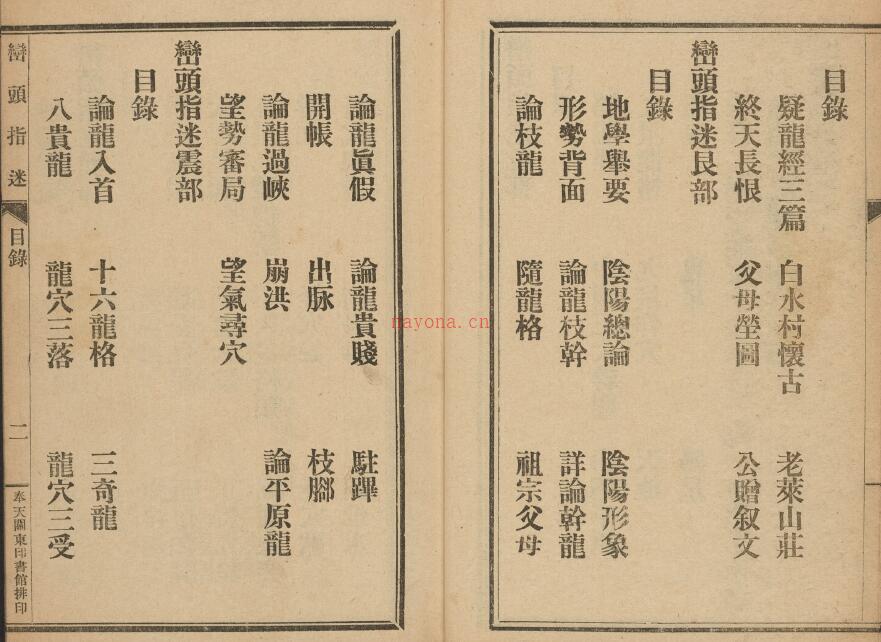 《峦头指迷》8卷.尹光忠.[奉天]关东印书馆（民国丙寅：1926）338页双页版