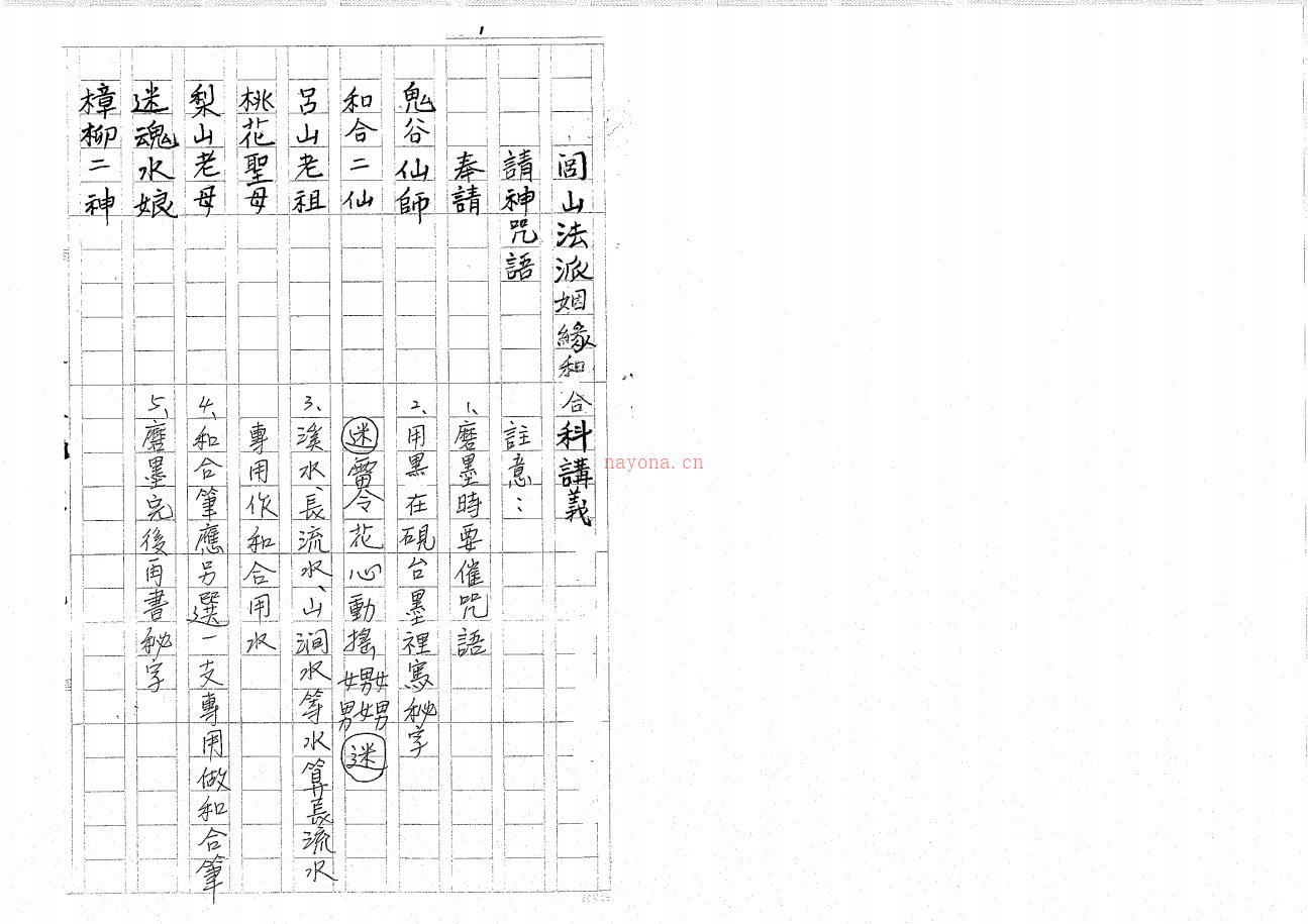 闾山法派合和秘法科讲义20页电子版