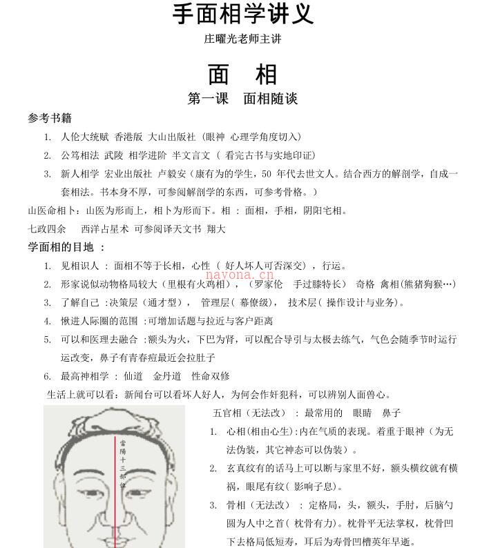 庄曜光 《手面相学讲义》百度网盘资源