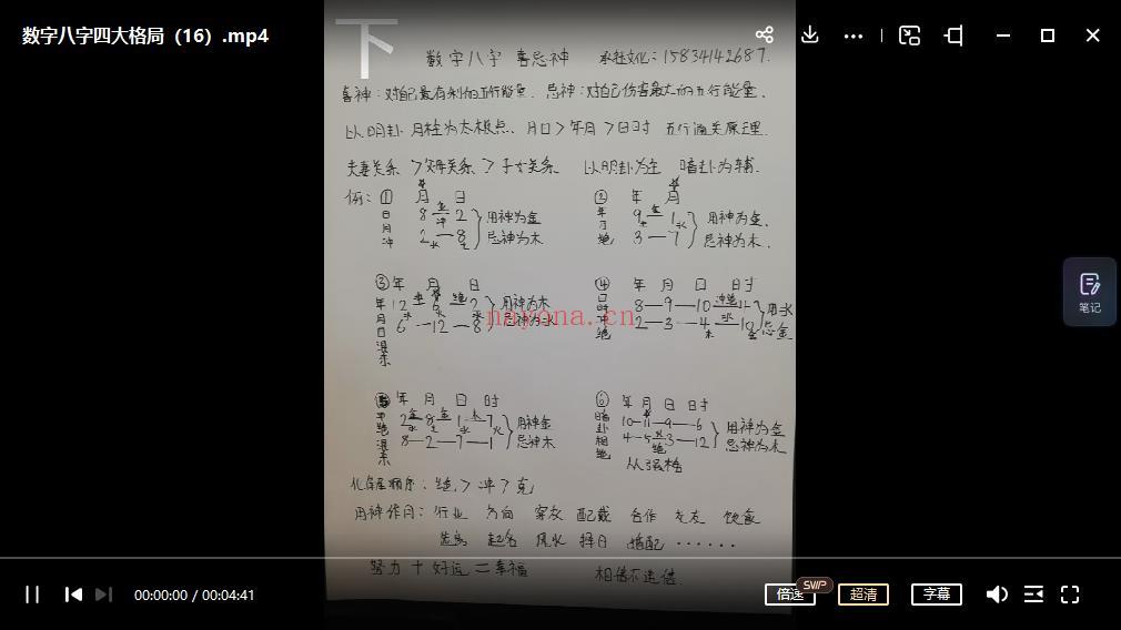 承钰老师数字八字四大格局（教程）视频15集