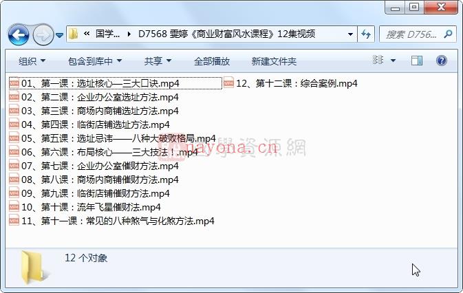 雯婷《商业财富风水课程》12集视频百度网盘分享
