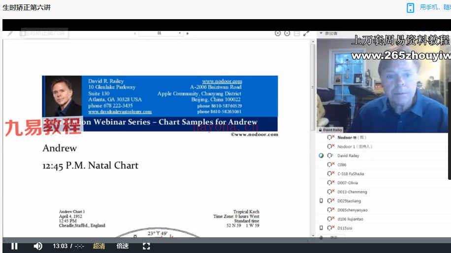 大卫瑞雷占星生时校正视频10集+亲子关系录音课程 百度云