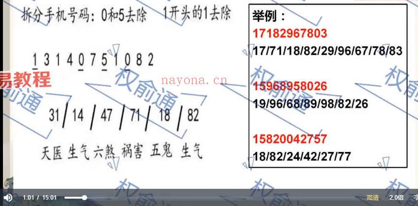 权俞通手机号码数字能量课程视频16集 百度云下载！