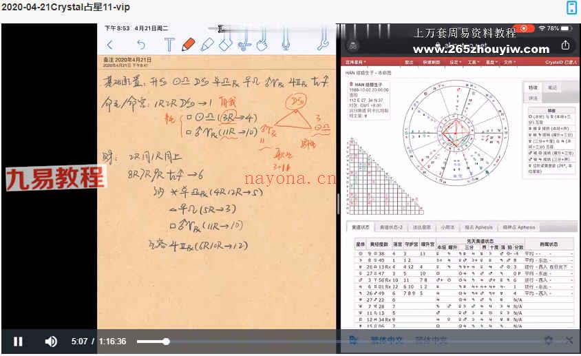 Crystal本命占星课程视频15集+讲义pdf 百度云下载！(Crystal本命占星课程)