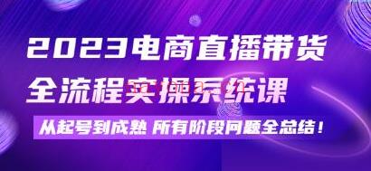 电商直播带货《从起号到成熟》全流程实操系统课百度云分享(电商直播证书)