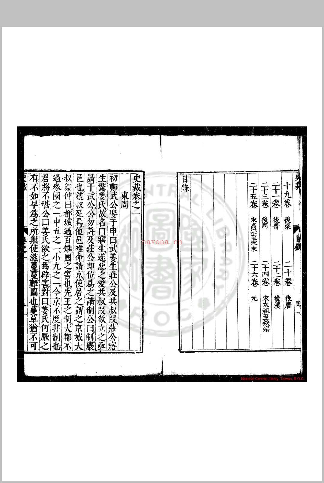 史裁 (明)吴士奇撰 明万历三十年(1602)新都吴勉学师古斋刊本