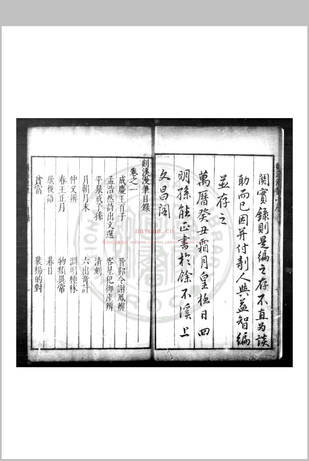 剡溪漫笔 (明)孙能传撰 明万历癸丑(四十一年)四明孙氏原刊本