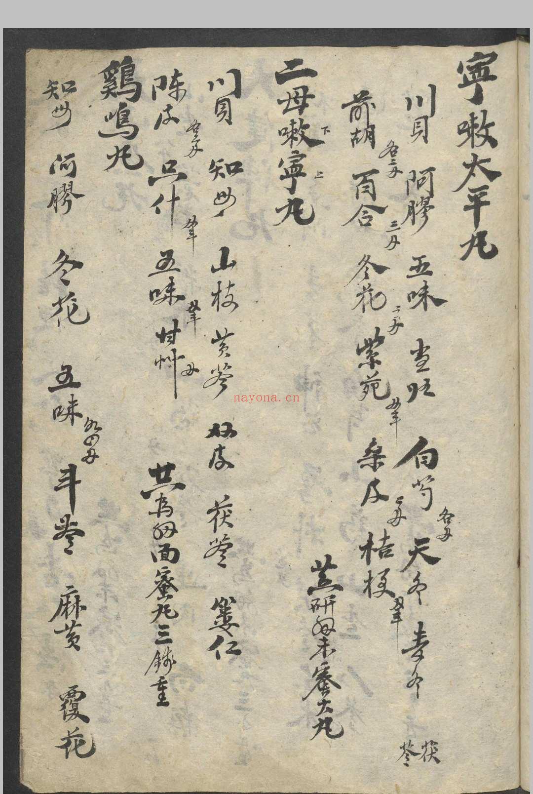 丸散药方   1900