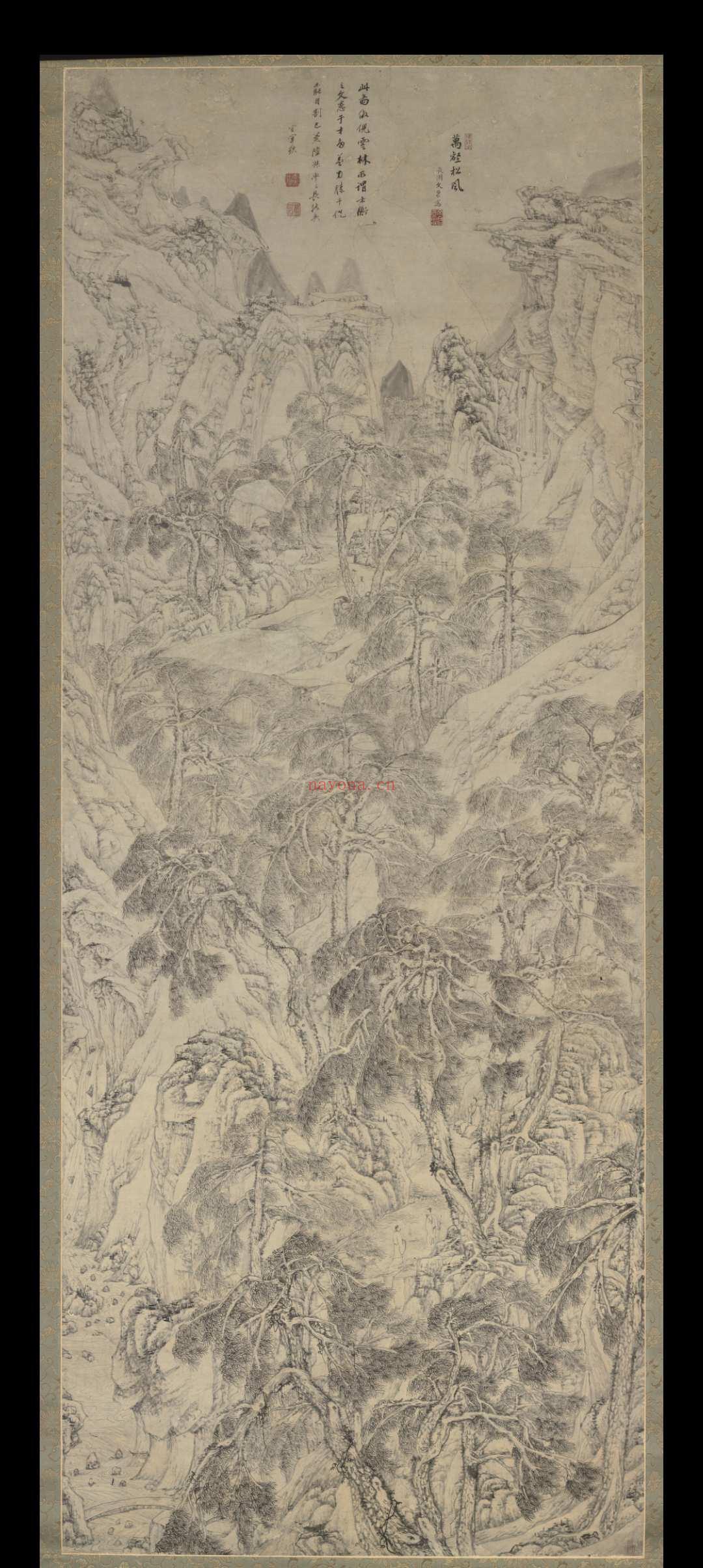 明 文伯仁 四万山水图03-万壑松风纸本188.1×73