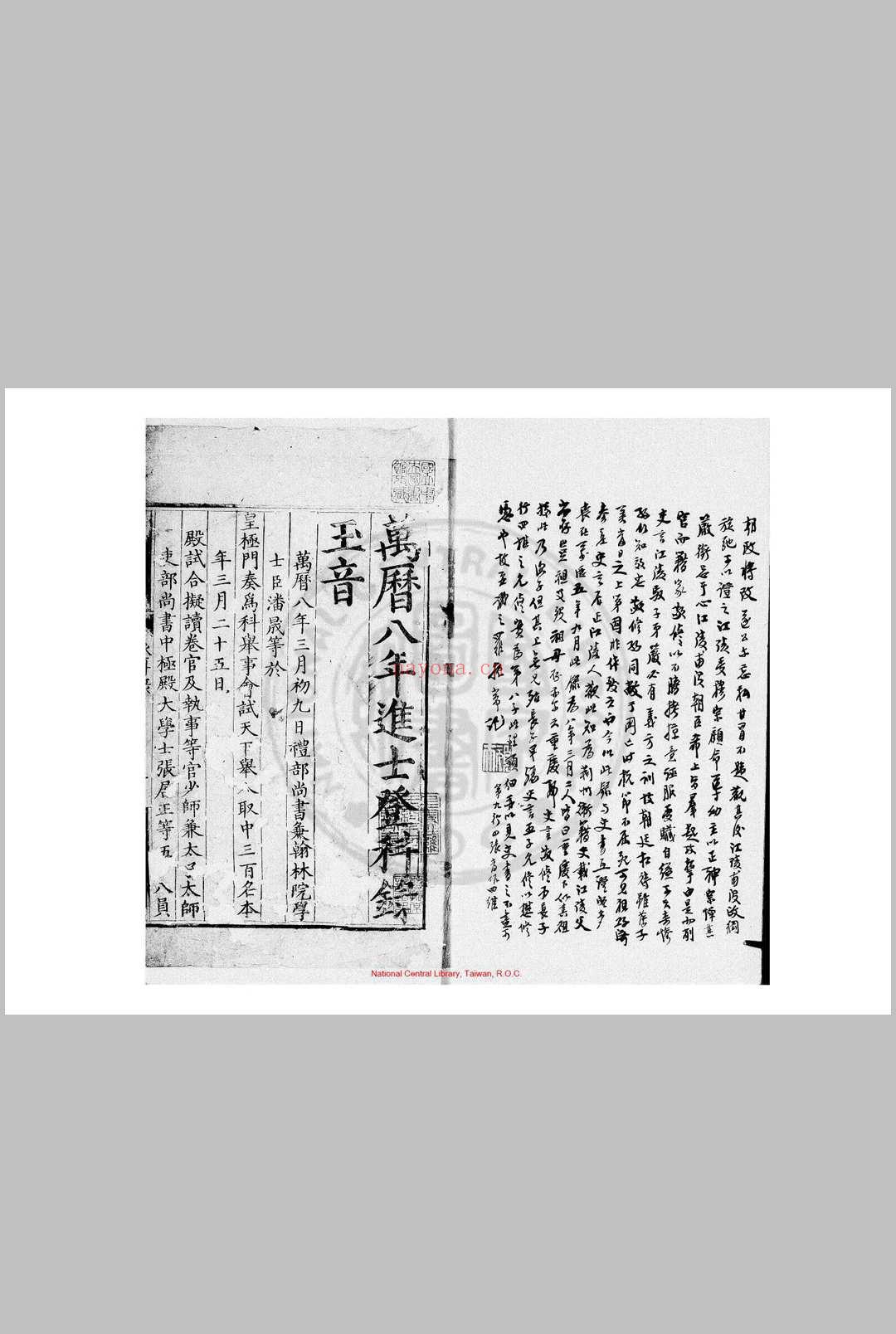 万历八年进士登科录 潘晟 明万历间(1573-1620)刊本 (万历四十一年进士登科录)