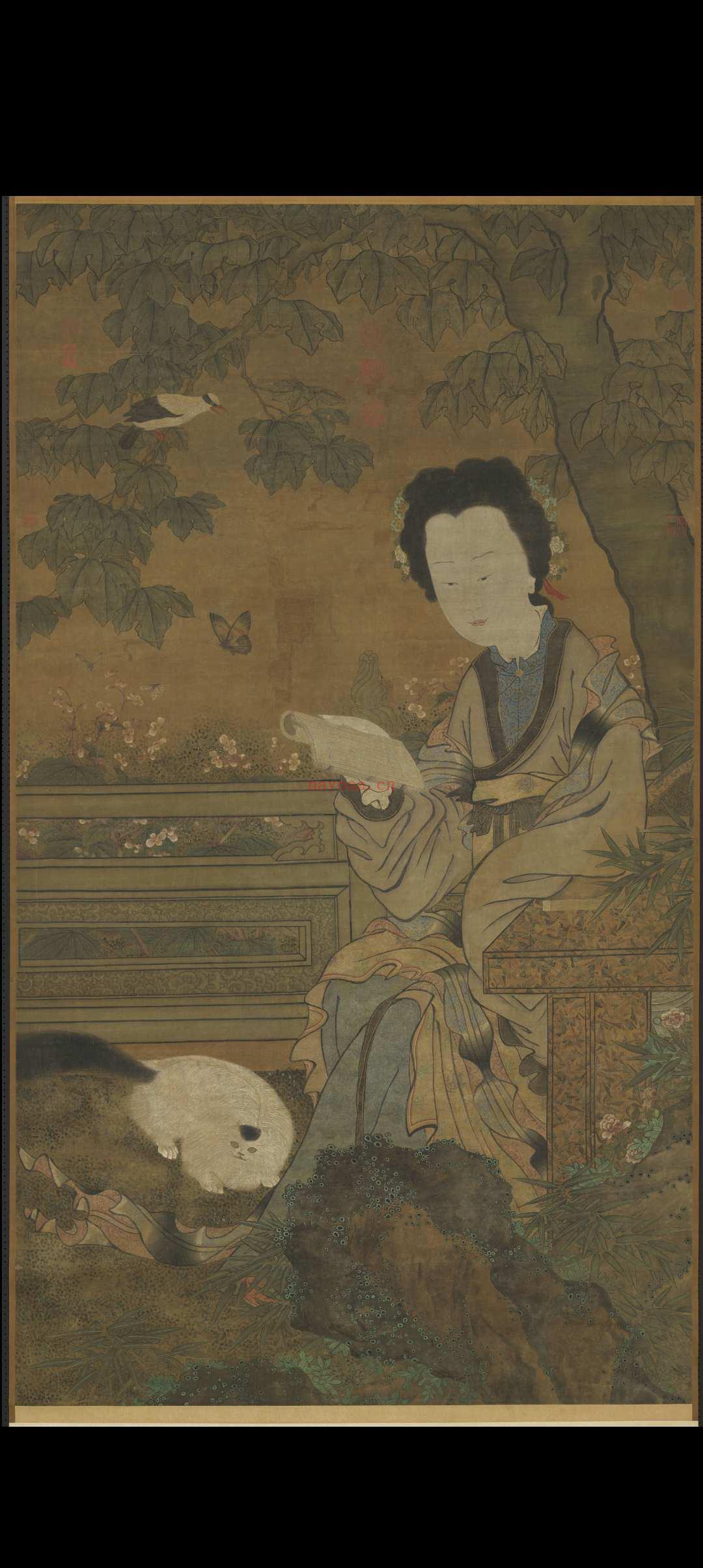 仕女图轴.传五代南唐周文矩绘.14542×25459像素.绢本设色.台北故宫博物院藏