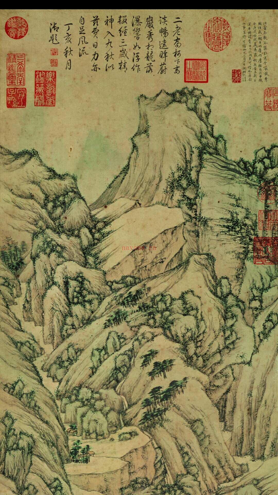 明 文征明 千岳竞秀-纸本设色 34×130