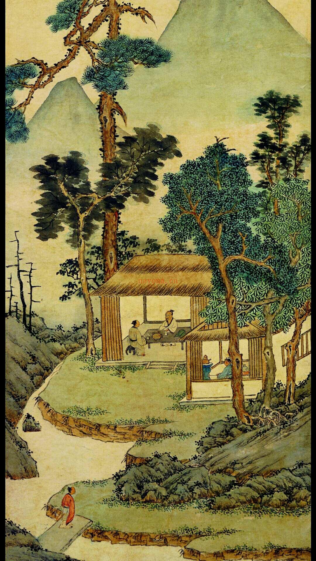 明 文徵明 品茶图轴纸本142.31X 40