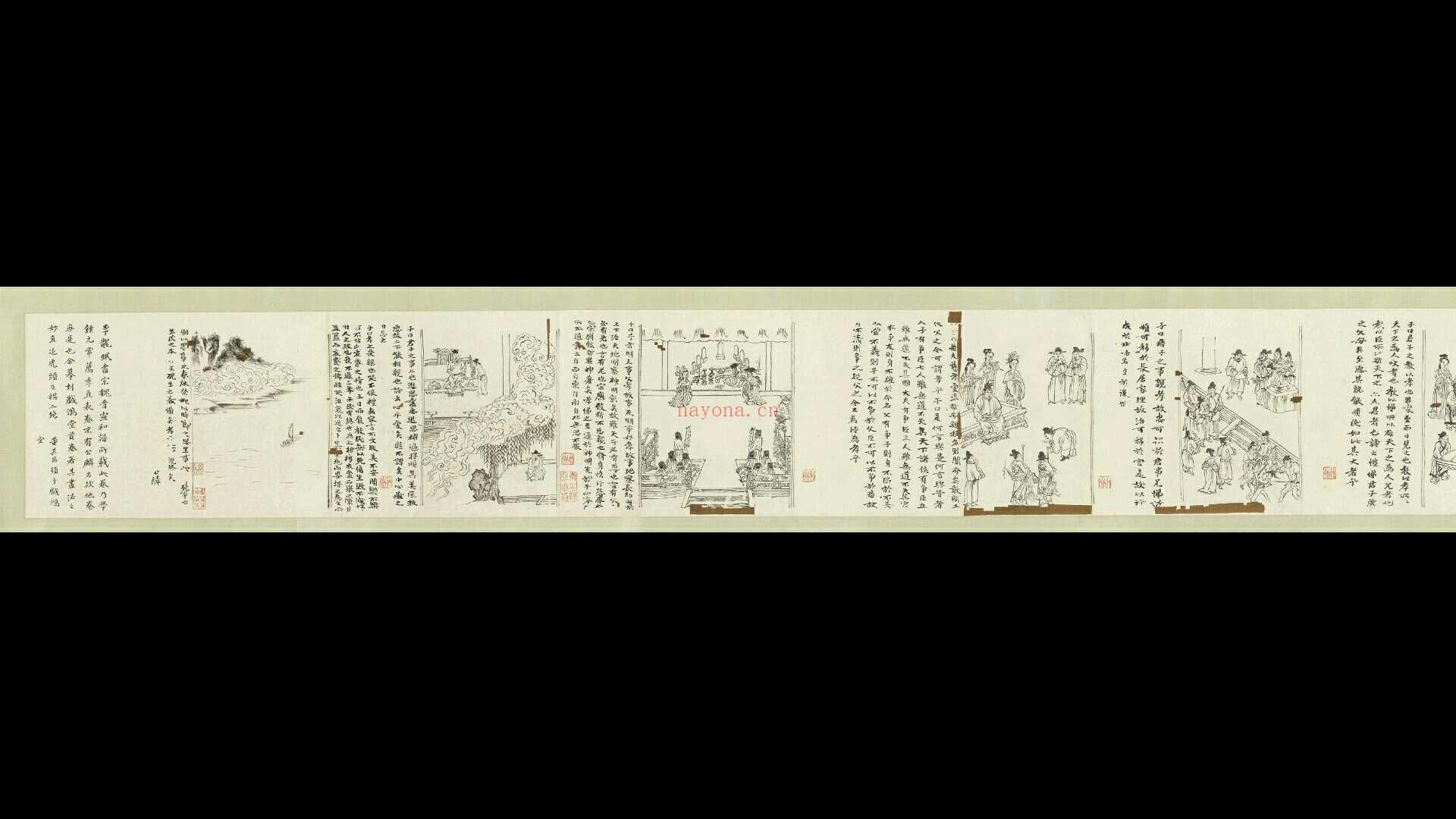 北宋 李公麟 孝经图卷(白描图)绢本21.9×475
