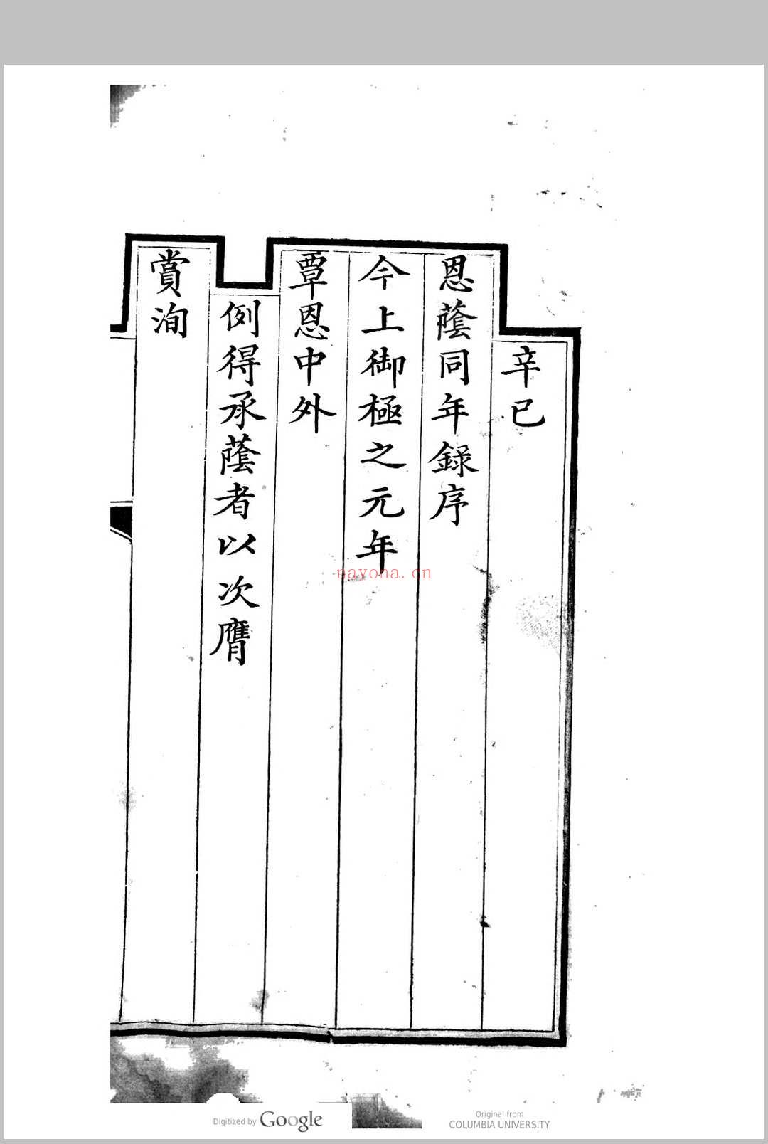 恩瘾同年齿录. 1821年  1851年