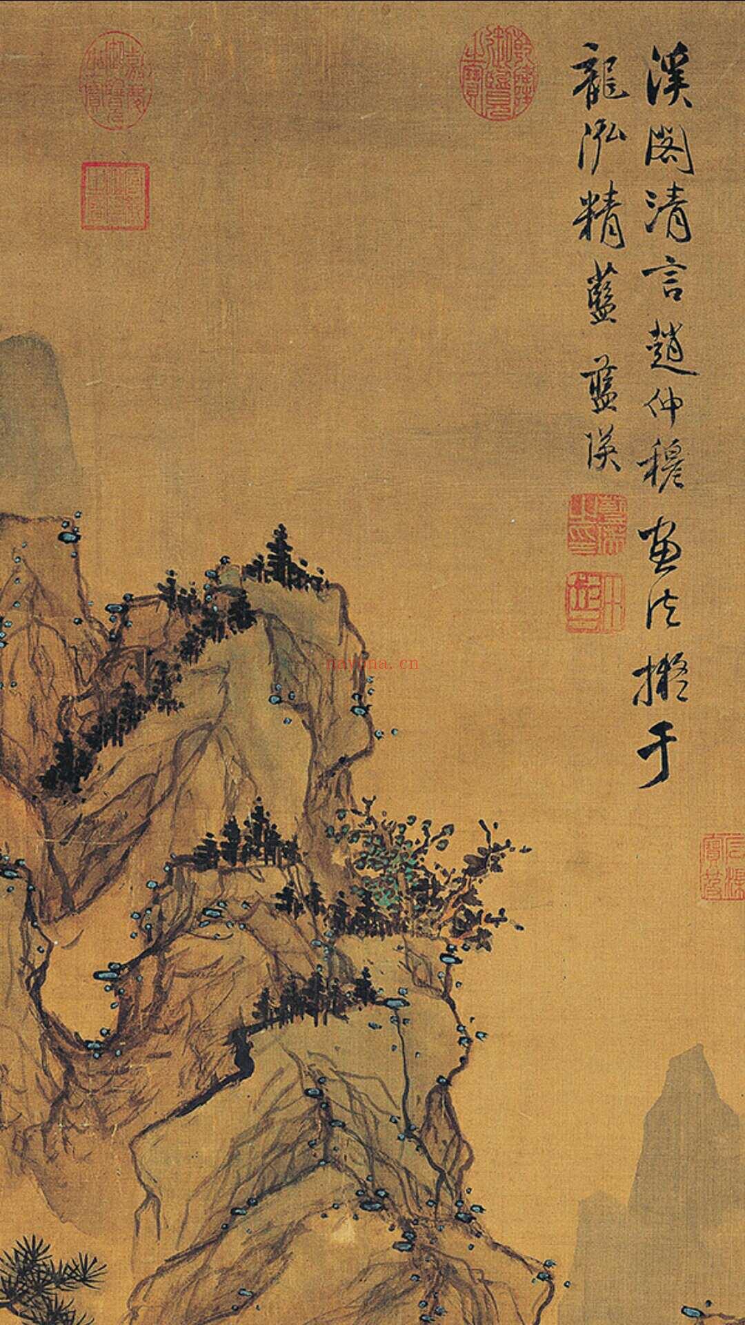 明 蓝瑛 溪阁清言图绢本