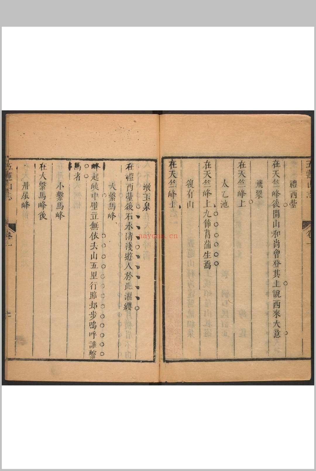 五莲山志 五卷 海霆编集. 清康熙辛酉[1681]修. 万松禅林, 乾隆22年增补