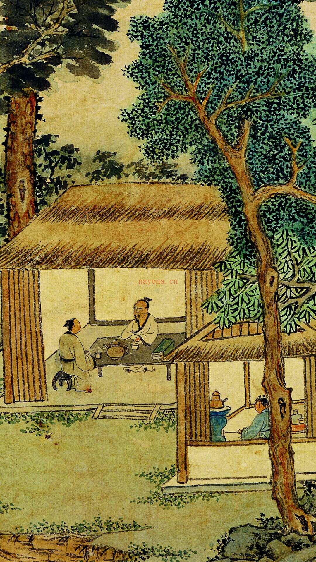 明 文徵明 品茶图轴纸本142.31X 40