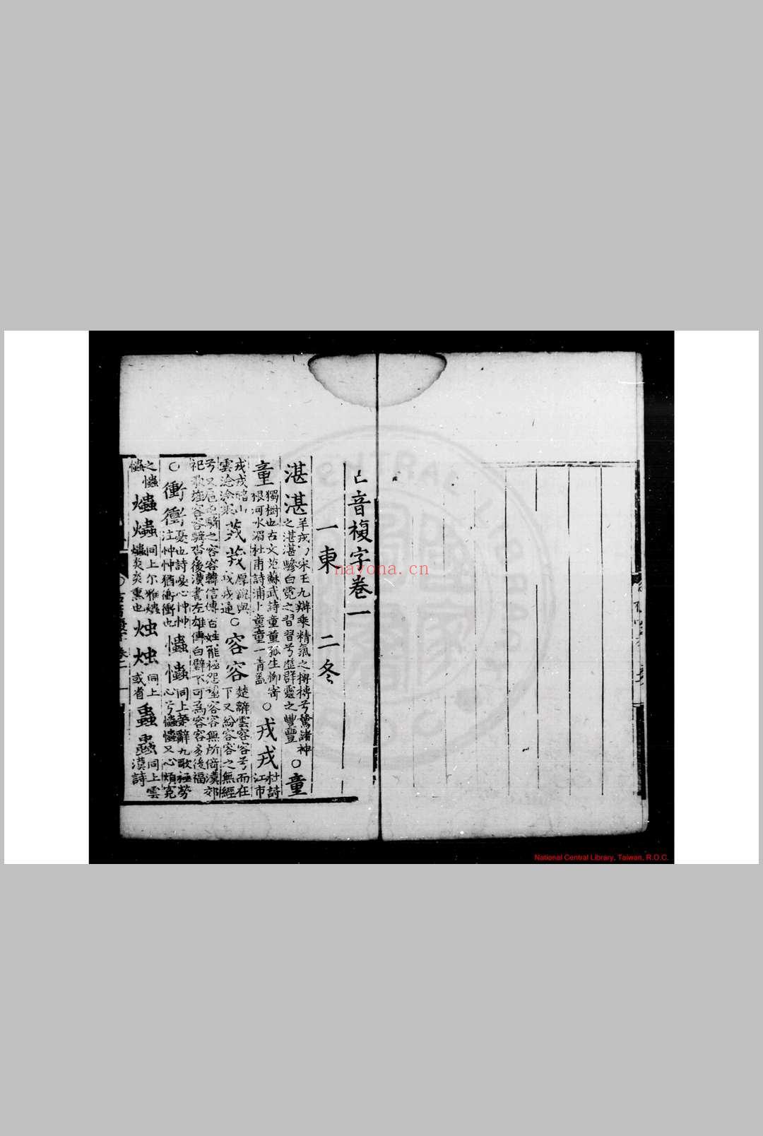 古音复字 (明)杨慎撰 明嘉靖间刊黑口本