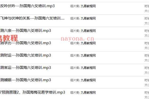 孙国海中高级梅花六爻培训等课程录音 百度云下载！
