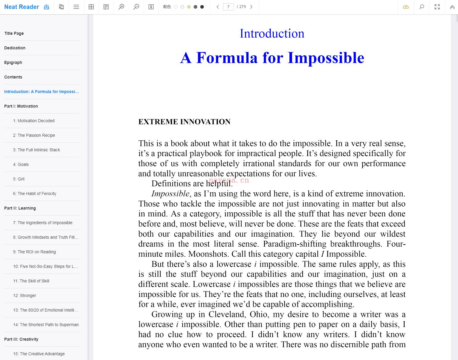 《The Art of Impossible - A Peak Performance Primer》截图（点击放大）