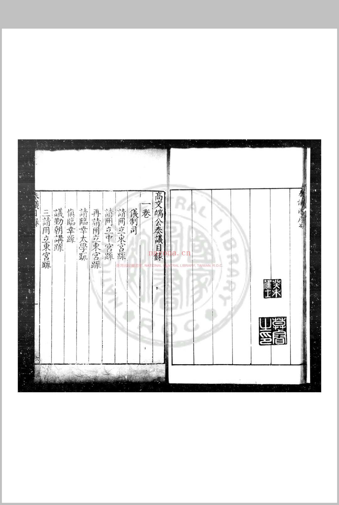 高文端公奏议 (明)高仪撰 明万历辛丑(二十九年, 1601)钱塘高氏家刊本