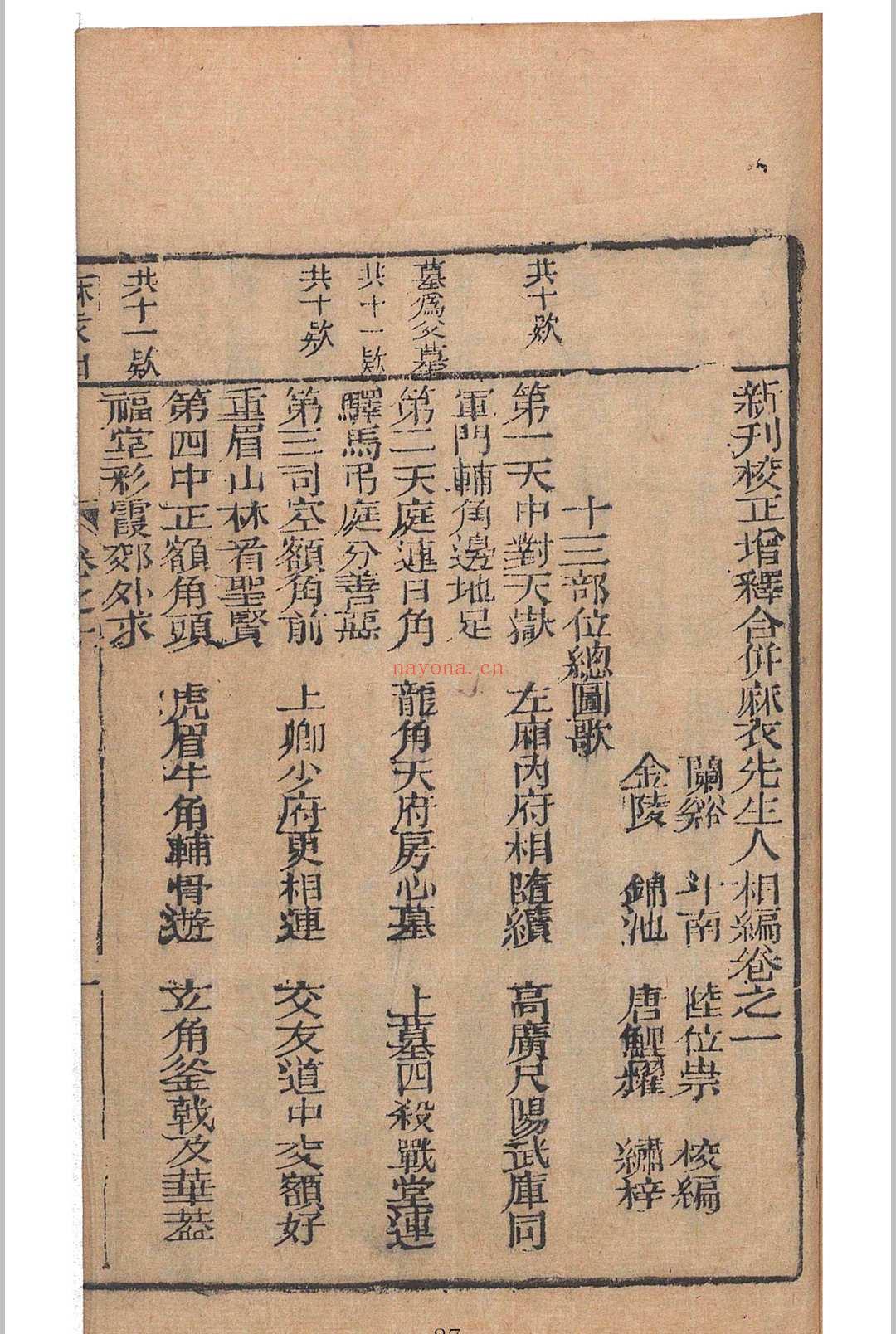 麻衣相法 陆位崇(清) 编校 校经山房, 光绪13年［1887］