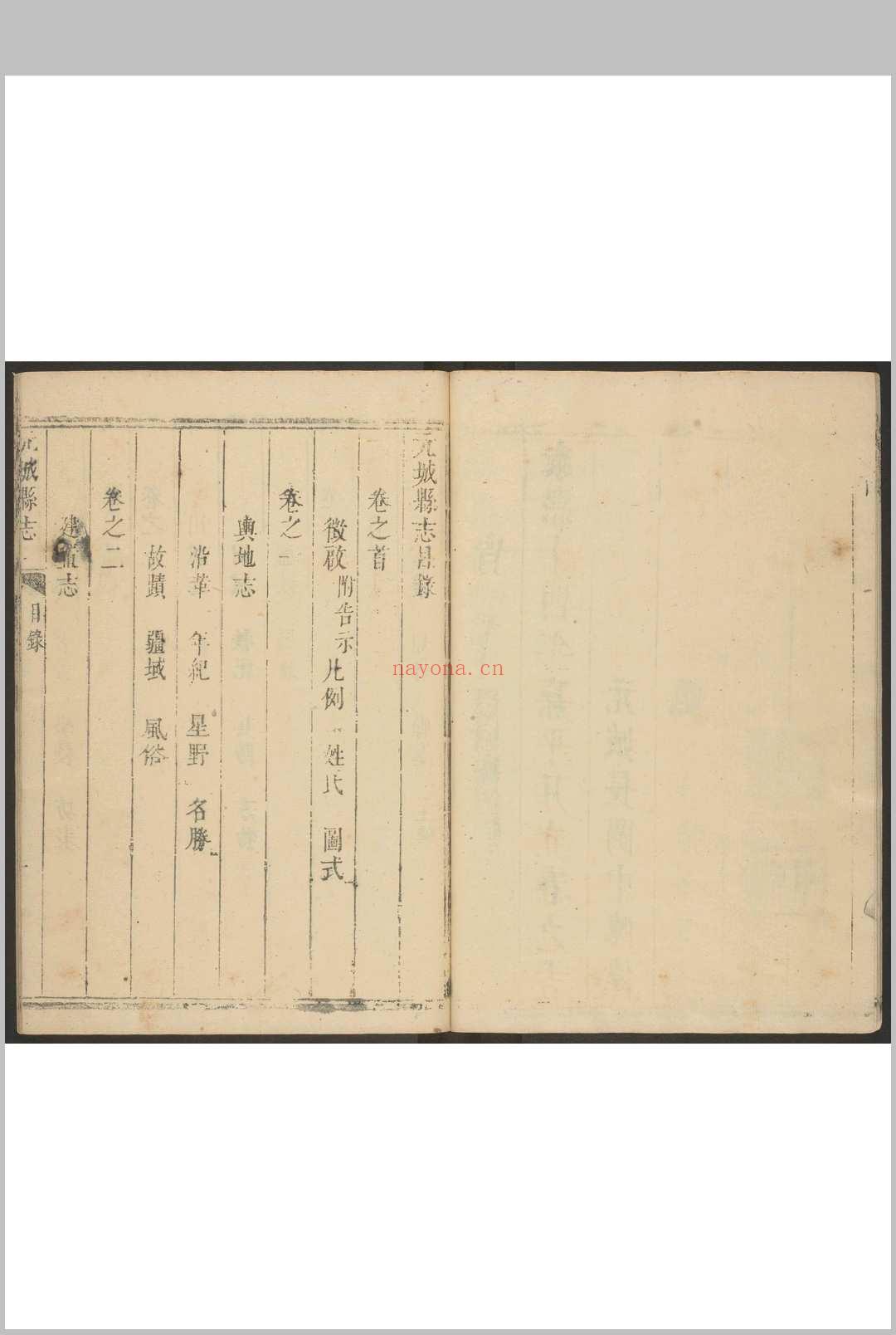 元城县志  六卷, 首一卷 陈伟, 郭景仪纂修.清康熙15年 [1676] 修刊本（缺237页）