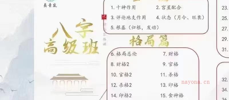 易青岚八字初级+高级班+复习课（视频+资料 ）网盘