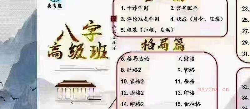 易青岚八字初级+高级班+复习课（视频+资料 ）网盘