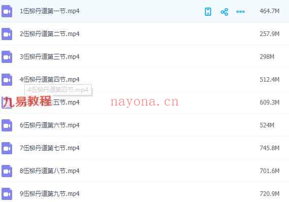 伍柳丹道课程视频9集
