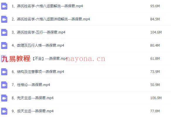 《燕保君燕氏姓名学股东特训营价值千万》9集视频 百度云下载